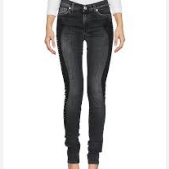 7 FOR ALL MANKIND super skinny dark gray black western studded jeans - Picture 8 of 8